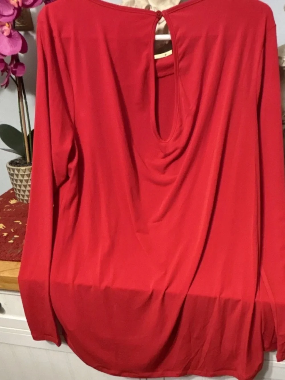 Michael Kors Bright Red Long-Sleeve Blouson Dress